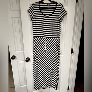 Black and white striped Talbots dress in large
